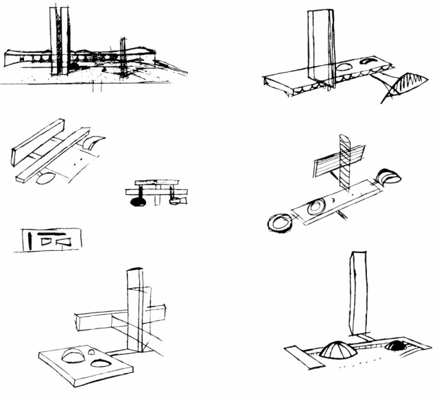 Figura 1 – Parte dos Croquis de Estudos Preliminares para o Congresso Nacional. Oscar Niemeyer. 1957.